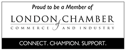 Logo showing “Proud Member of London Chamber of Commerce and Industry,” representing official membership and business affiliation
